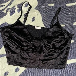 Garage Black Velvet Crop Top